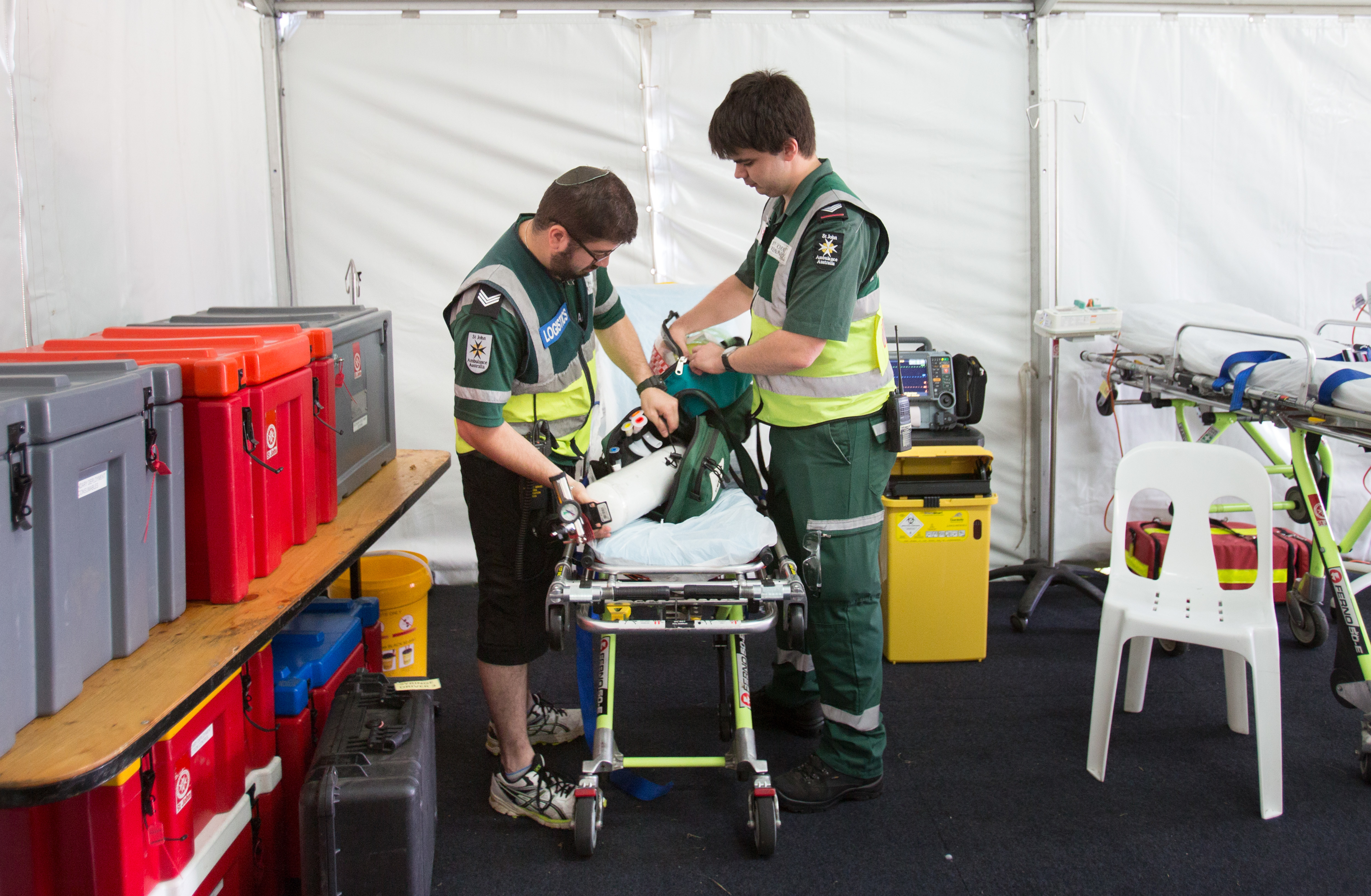 St John first aid at events volunteers packing equipment