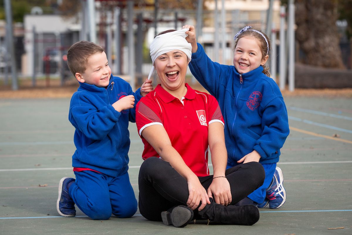 St John First Aid in Schools Program presenter with students 