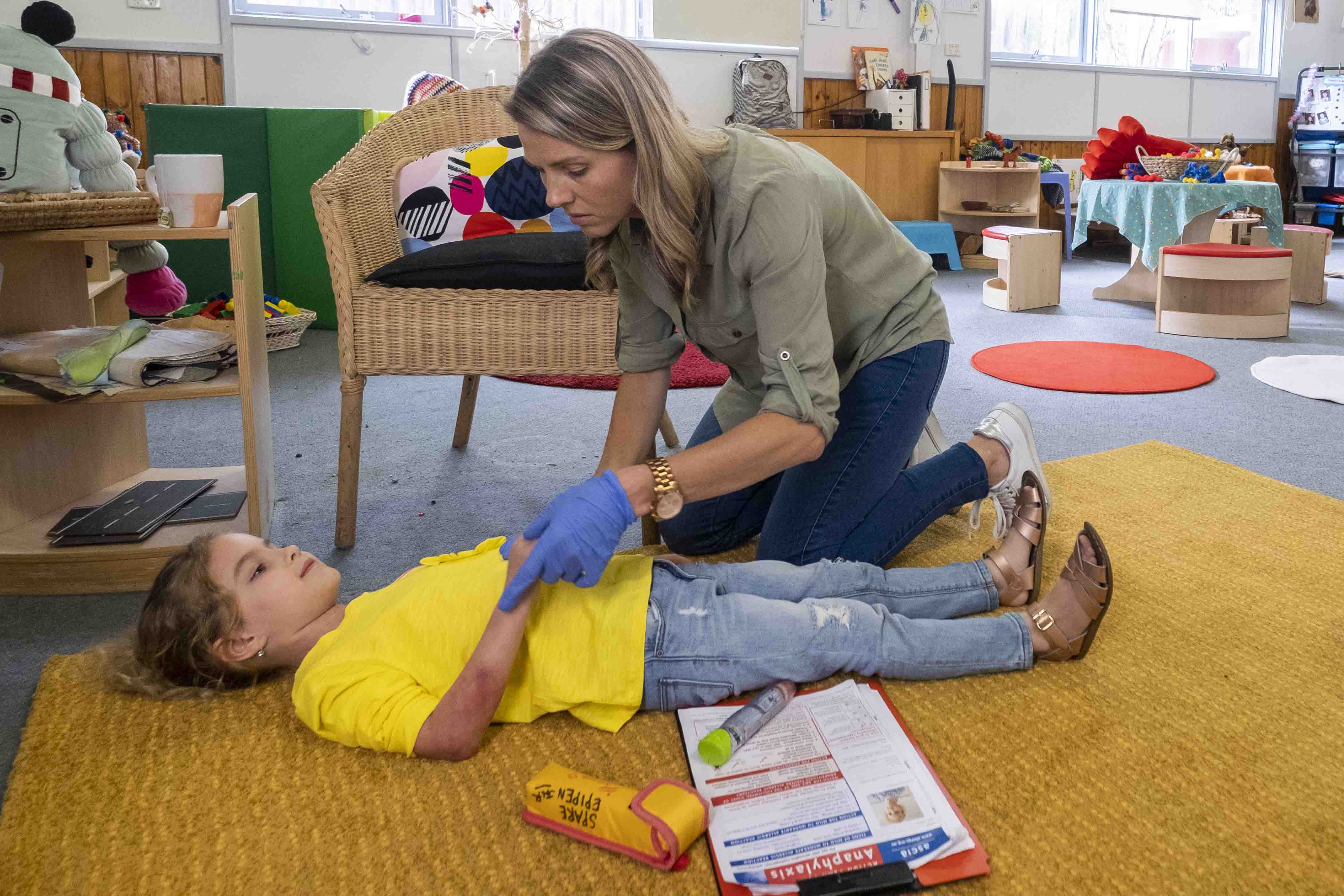 Education And Care First Aid Caring For Child At Early Learning Centre