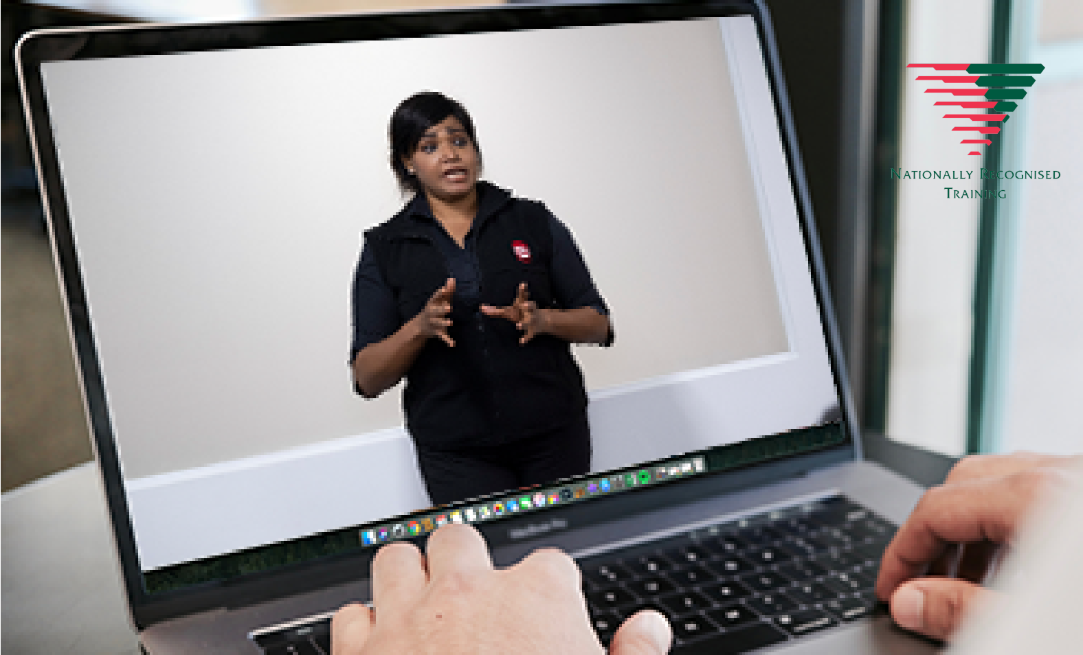 Laptop showing first aid training virtual classroom