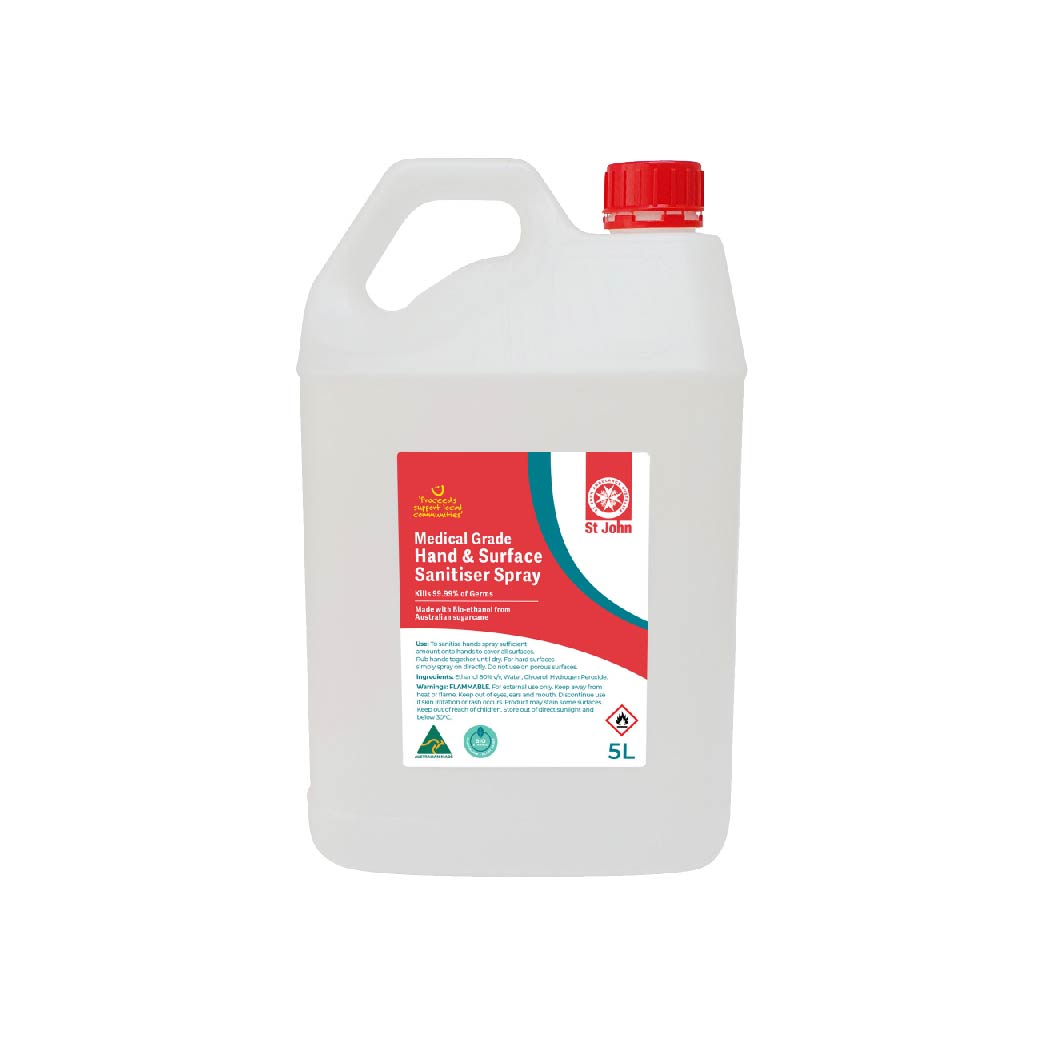 Medical grade hand and surface sanitiser spray - 5L refill